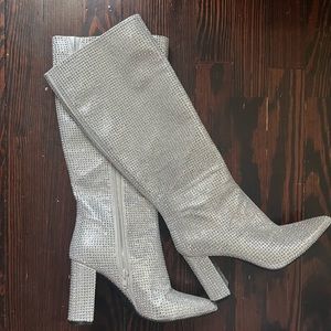Knee high rhinestone boots